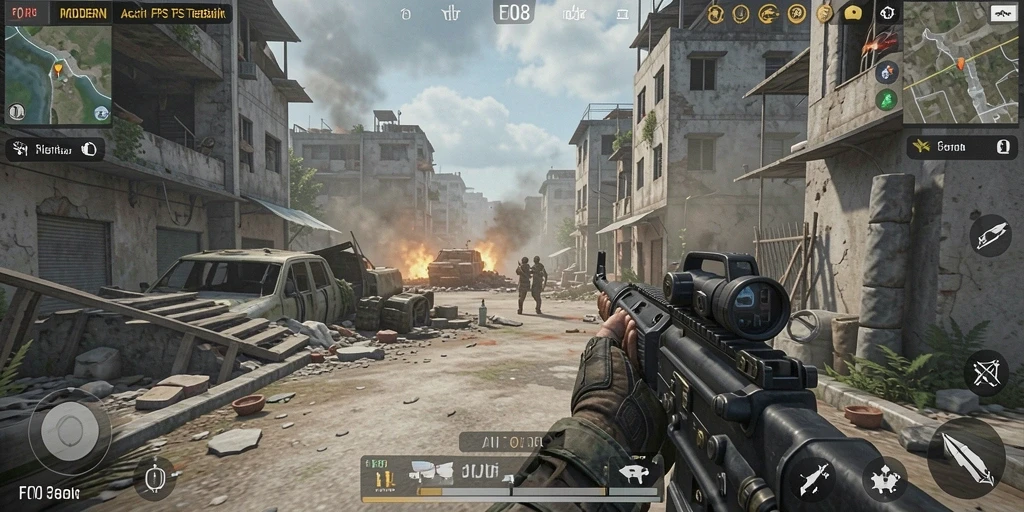 Gameplay F08: Menembak musuh dengan senjata canggih di medan perang.