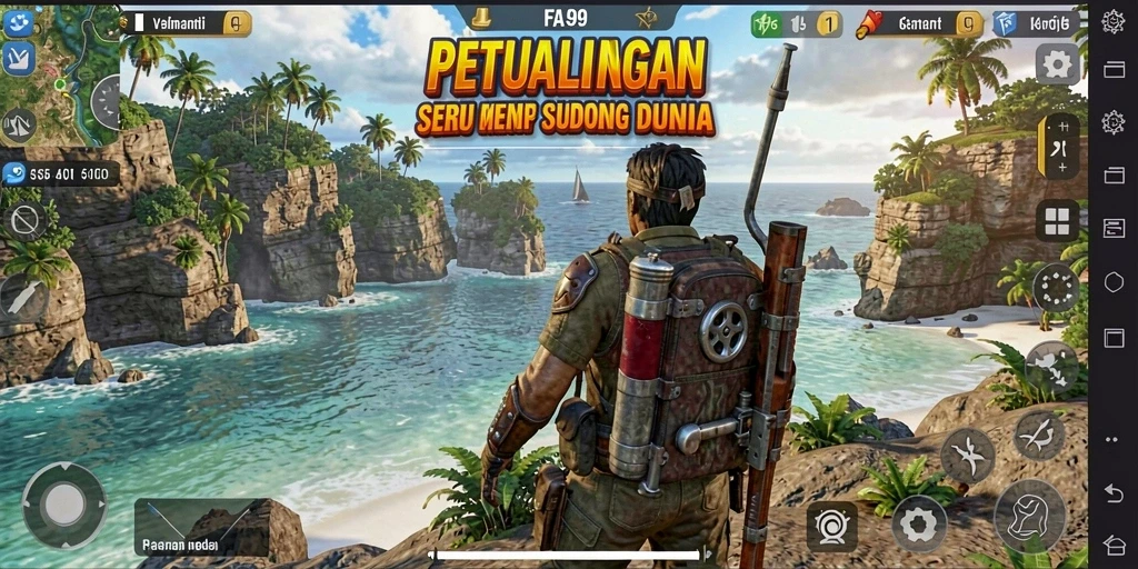 Screenshot FA99 menunjukkan gameplay penuh aksi di dunia petualangan.