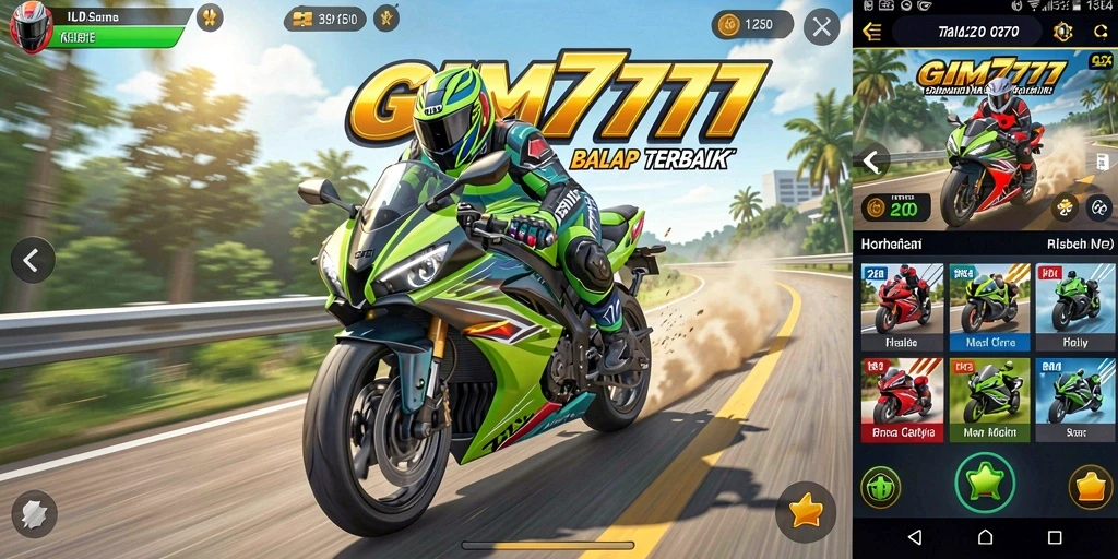 Screenshot GIM777 menunjukkan aksi balap motor yang mendebarkan.