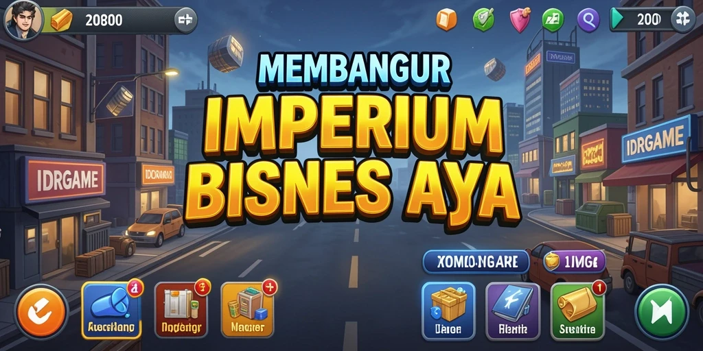 Tampilan menarik dari gameplay <strong>IDRGAME</strong> menampilkan berbagai jenis usaha yang bisa dikelola.