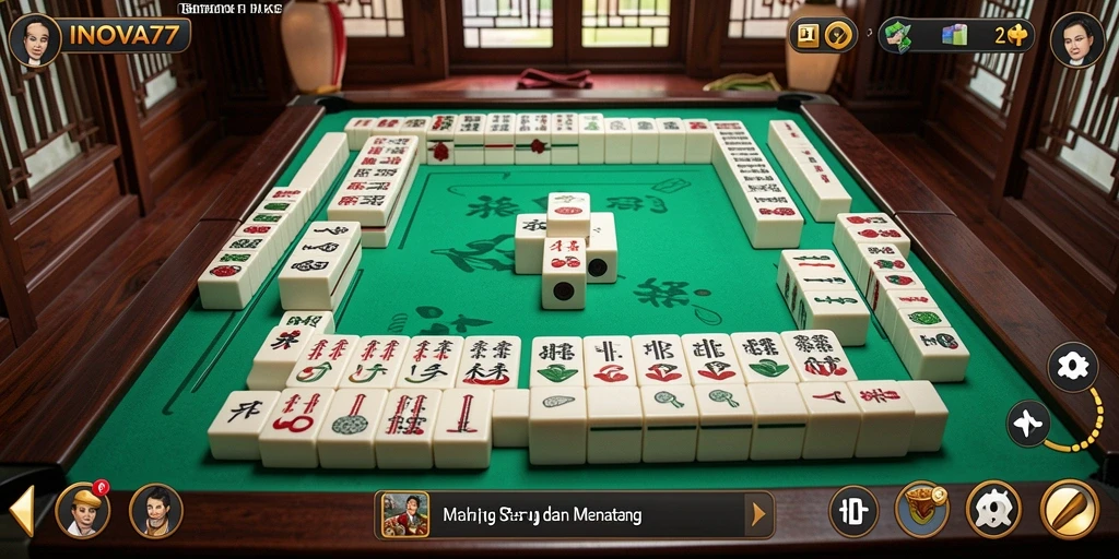 Tampilan gameplay INOVA77 yang menarik dengan ubin Mahjong yang berwarna-warni.