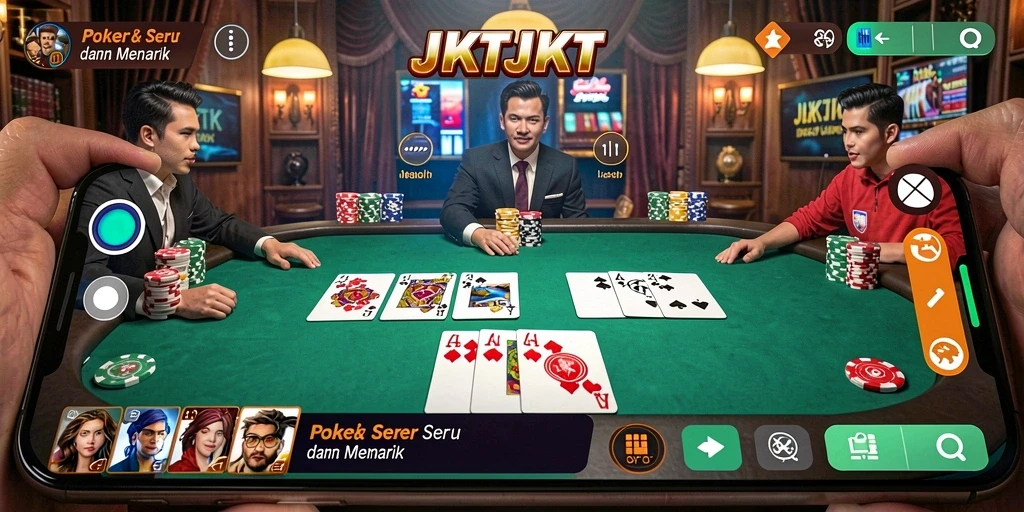 Tampilan screenshot utama JKTJKT dengan gameplay Poker yang menarik.
