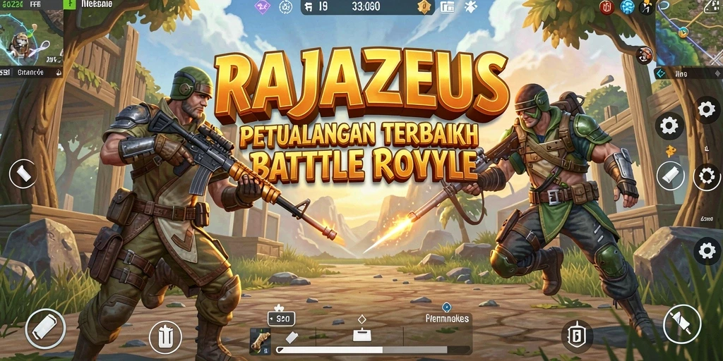Tampilan gameplay seru dalam pertempuran Battle Royale di RAJAZEUS.