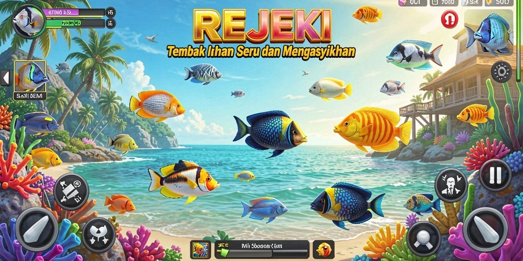 Screenshot gameplay REJEKI yang menampilkan aksi seru Tembak Ikan.