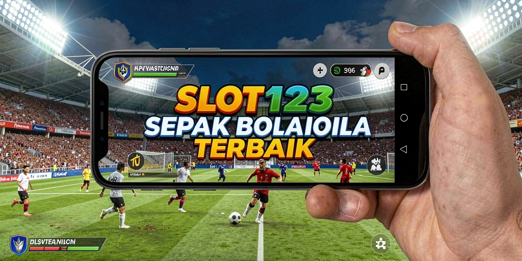 Tampilan gameplay SLOT123 dengan momen seru pertandingan sepak bola.